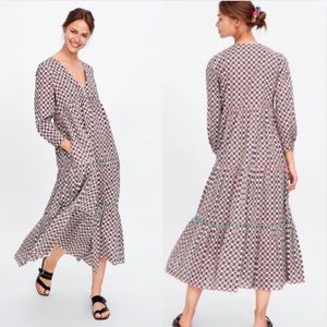 NEW ZARA GEOMETRIC MAXI DRESS